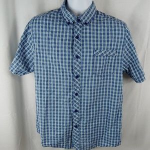 Clearwater blue‎ plaid seersucker shirt large Men